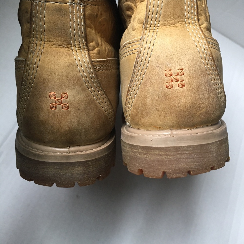 Timberland Tooled Leather Women’s Tan Boots Sz 7.5 Streetwear - Picture 12 of 13